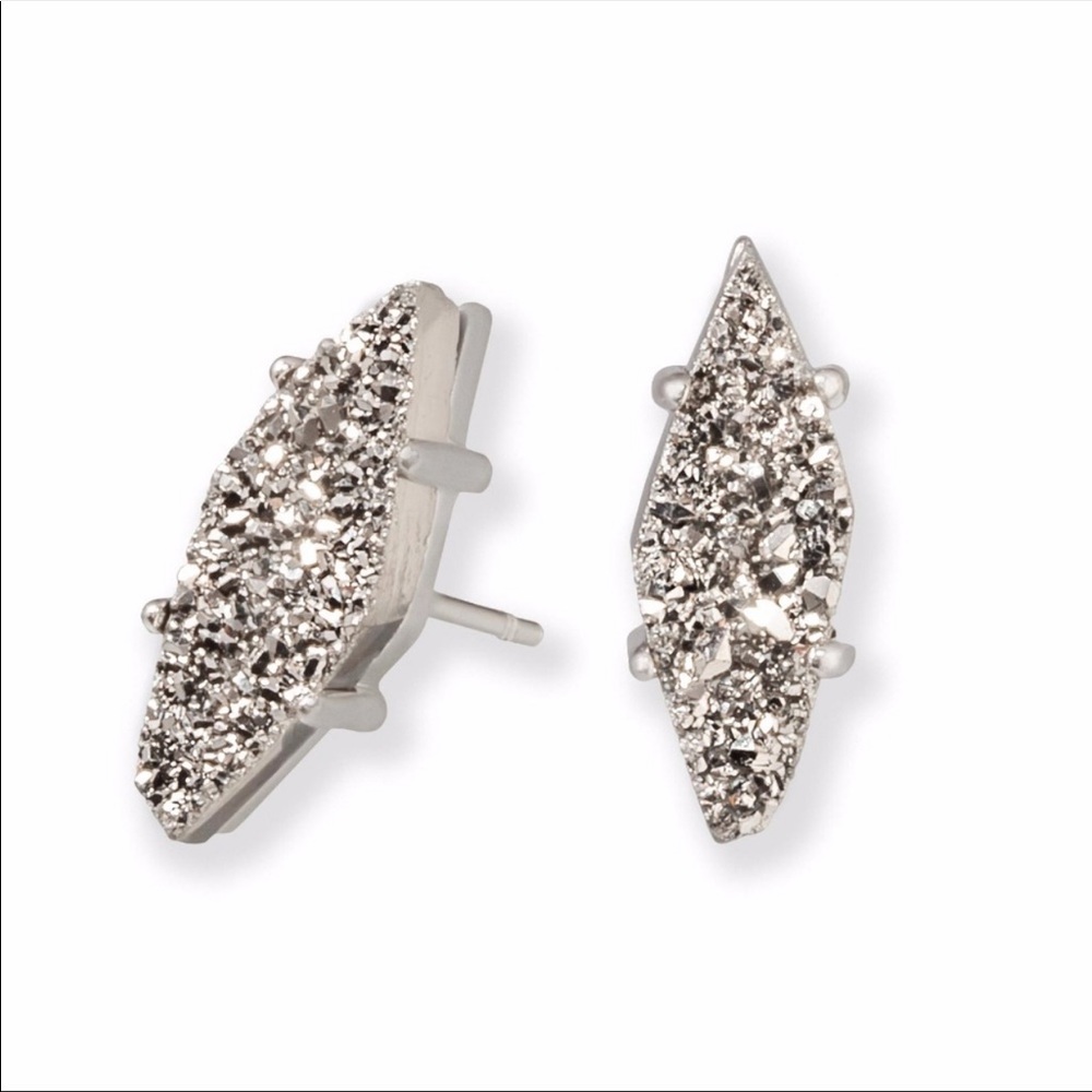 Kendra Scott Brook Studs in silver Drusy Platinum